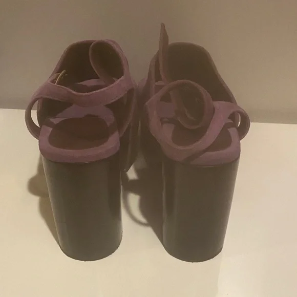 Dries Van Noten Purple Suede Platform Heels